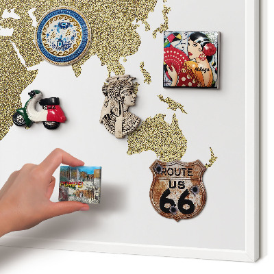 Tablero magnético de pared para imanes con marco blanco Mapa del mundo