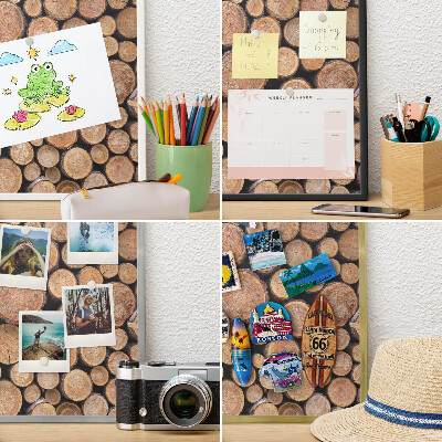 Tablero magnético de pared para imanes con marco blanco Círculos de madera