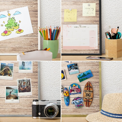 Tablero magnético de pared para imanes con marco blanco Tablas de madera