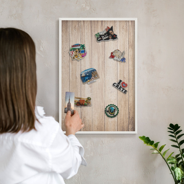 Tablero magnético de pared para imanes con marco blanco Tablas de madera