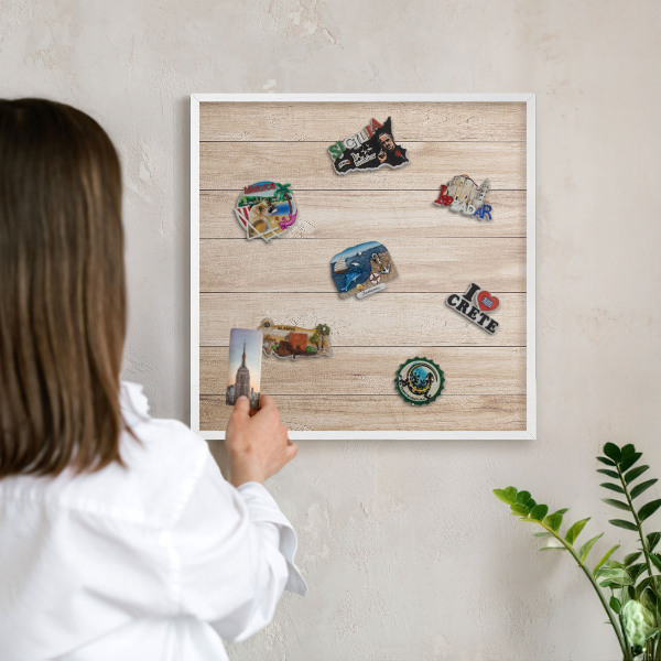 Tablero magnético de pared para imanes con marco blanco Tablas de madera