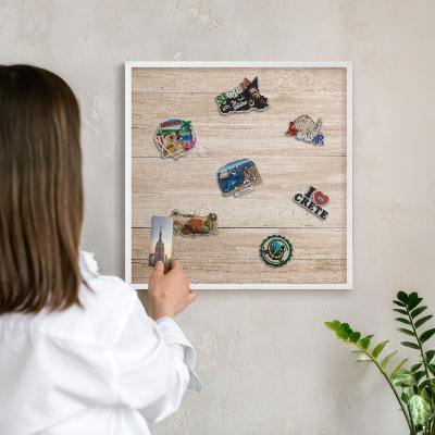 Tablero magnético de pared para imanes con marco blanco Tablas de madera