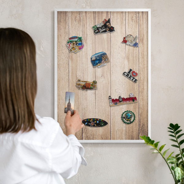 Tablero magnético de pared para imanes con marco blanco Tablas de madera