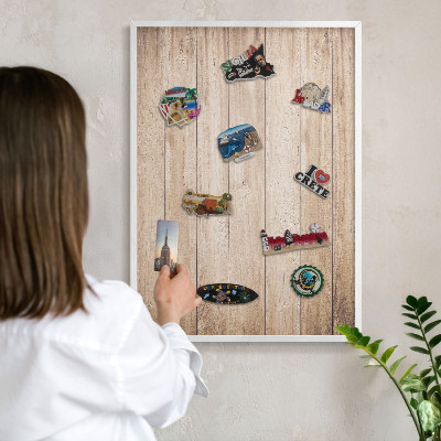 Tablero magnético de pared para imanes con marco blanco Tablas de madera