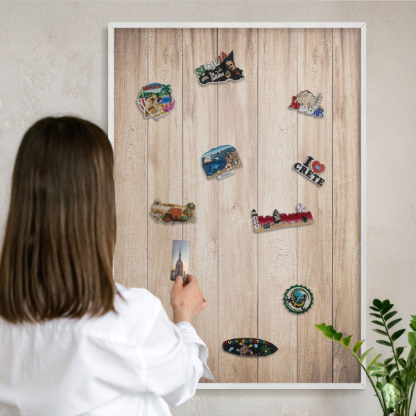 Tablero magnético de pared para imanes con marco blanco Tablas de madera
