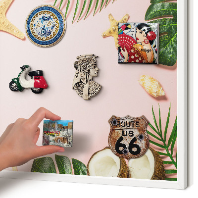 Tablero magnético metálico para souvenirs en color blanco Vacaciones tropicales