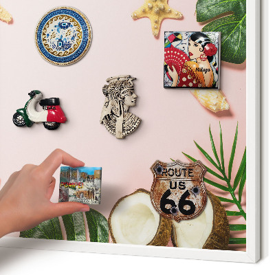 Tablero magnético metálico para souvenirs en color blanco Vacaciones tropicales