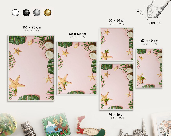 Tablero magnético metálico para souvenirs en color blanco Vacaciones tropicales