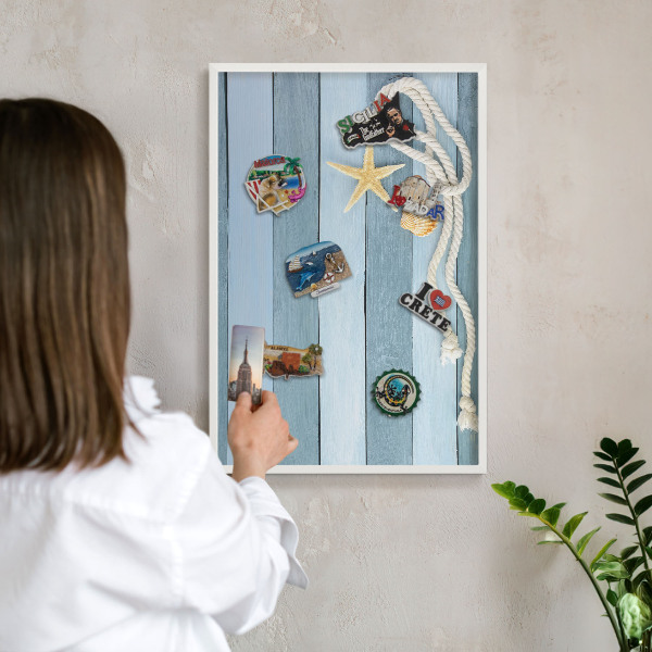 Tablero magnético de pared para imanes con marco blanco Clima marítimo