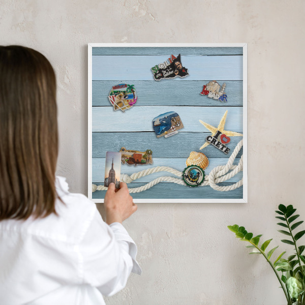 Tablero magnético de pared para imanes con marco blanco Clima marítimo