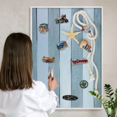 Tablero magnético de pared para imanes con marco blanco Clima marítimo