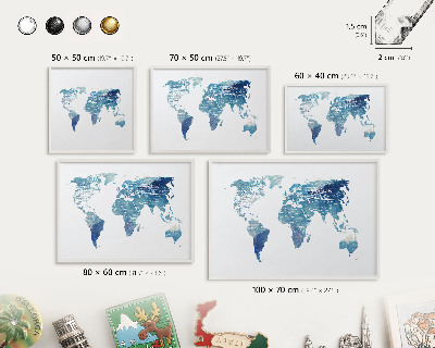 Tablero magnético metálico para souvenirs en color blanco Mapa de acuarela