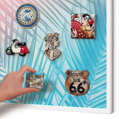 Tablero magnético de pared para imanes con marco blanco Elegancia tropical