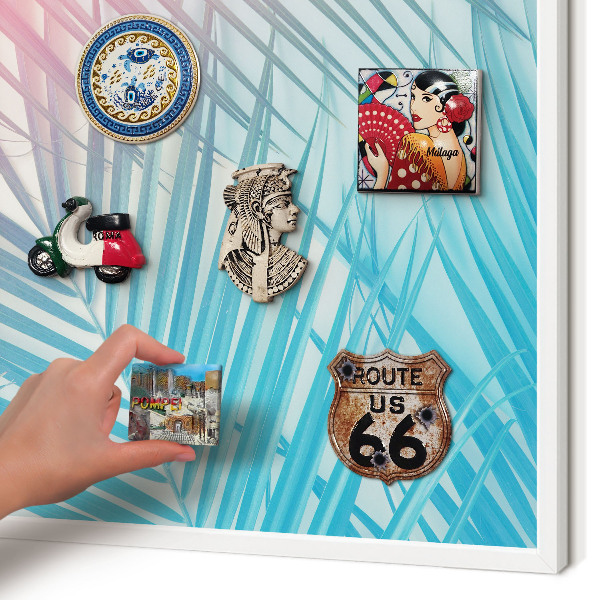 Tablero magnético de pared para imanes con marco blanco Elegancia tropical