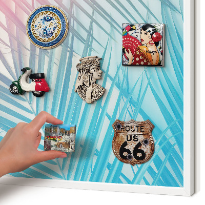 Tablero magnético de pared para imanes con marco blanco Elegancia tropical