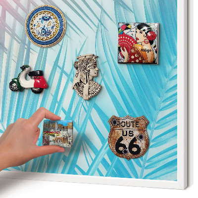 Tablero magnético de pared para imanes con marco blanco Elegancia tropical