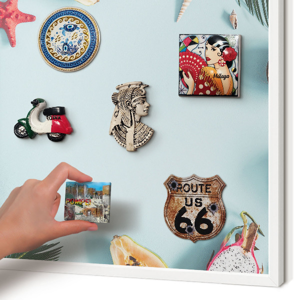 Tablero magnético de pared para imanes con marco blanco Vacaciones tropicales