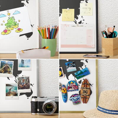 Tablero magnético metálico para souvenirs en color blanco Mapa del mundo