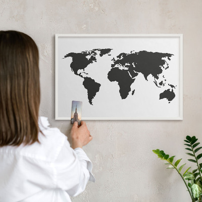 Tablero magnético metálico para souvenirs en color blanco Mapa del mundo