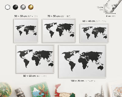 Tablero magnético metálico para souvenirs en color blanco Mapa del mundo