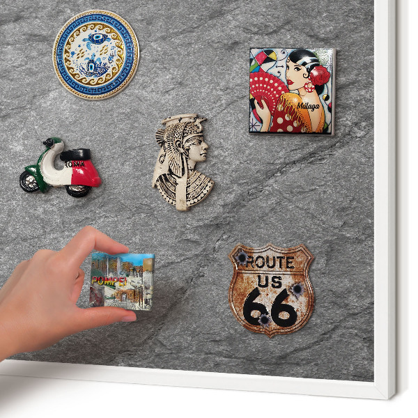 Tablero magnético metálico para souvenirs en color blanco Piedra gris