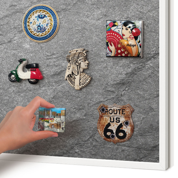 Tablero magnético metálico para souvenirs en color blanco Piedra gris