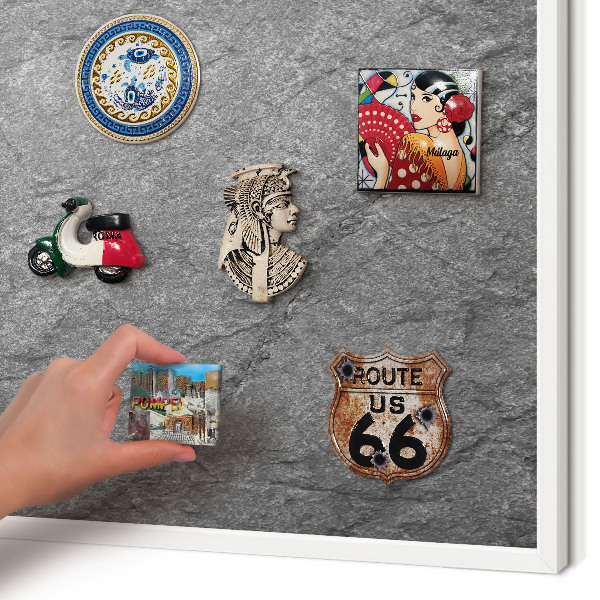 Tablero magnético metálico para souvenirs en color blanco Piedra gris