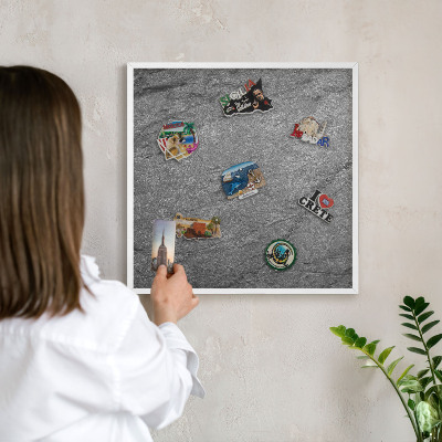 Tablero magnético metálico para souvenirs en color blanco Piedra gris
