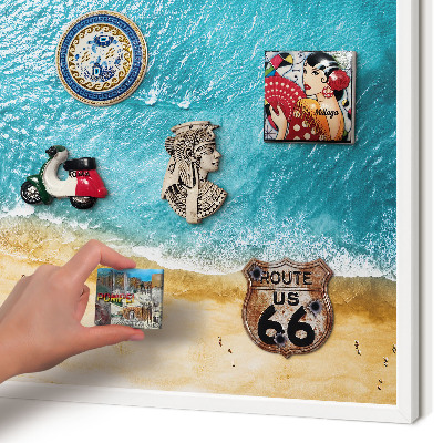Tablero magnético metálico para souvenirs en color blanco Mar y playa