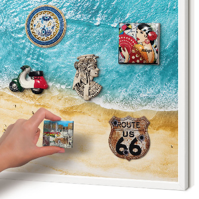 Tablero magnético metálico para souvenirs en color blanco Mar y playa