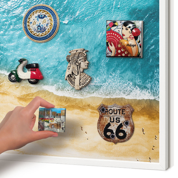 Tablero magnético metálico para souvenirs en color blanco Mar y playa
