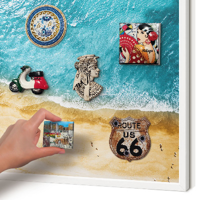 Tablero magnético metálico para souvenirs en color blanco Mar y playa