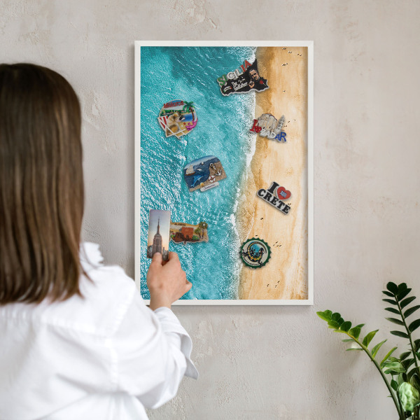 Tablero magnético metálico para souvenirs en color blanco Mar y playa