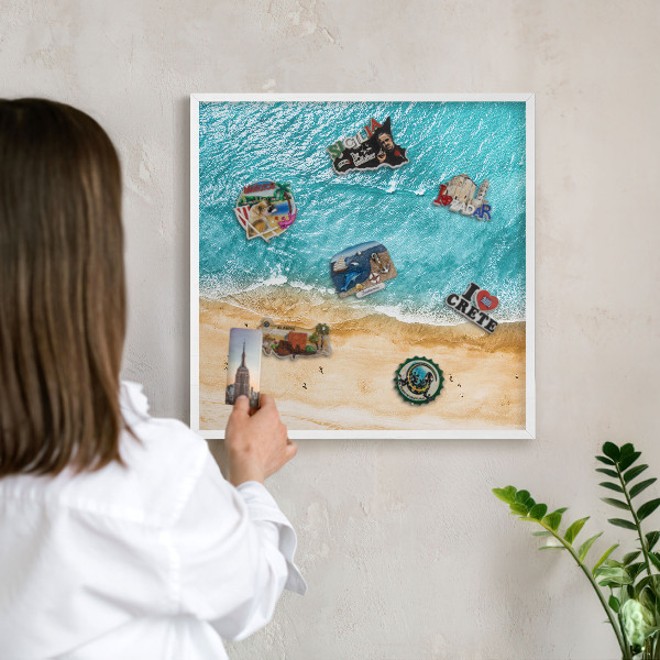 Tablero magnético metálico para souvenirs en color blanco Mar y playa