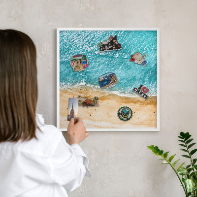 Tablero magnético metálico para souvenirs en color blanco Mar y playa