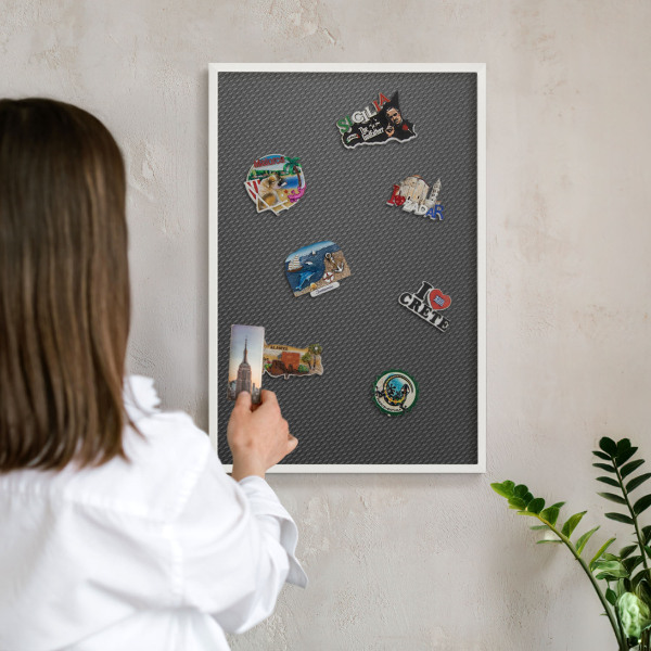 Tablero magnético metálico para souvenirs en color blanco Textura geométrica