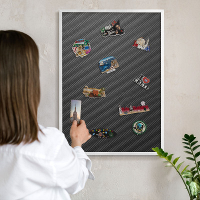 Tablero magnético metálico para souvenirs en color blanco Textura geométrica