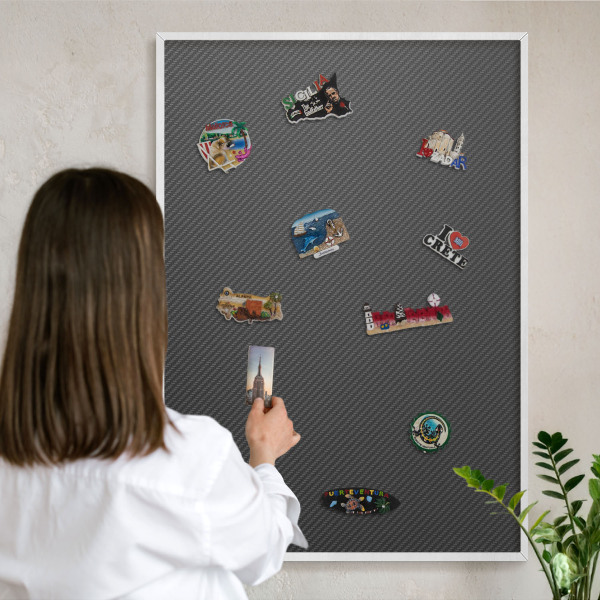 Tablero magnético metálico para souvenirs en color blanco Textura geométrica