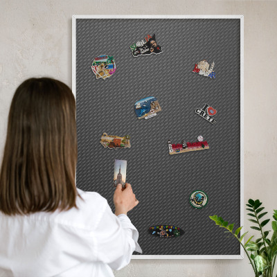 Tablero magnético metálico para souvenirs en color blanco Textura geométrica