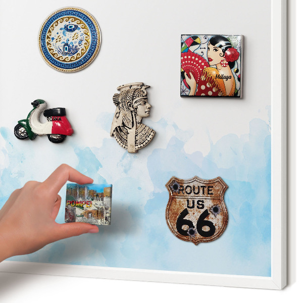 Tablero magnético de pared para imanes con marco blanco Paisaje relajante