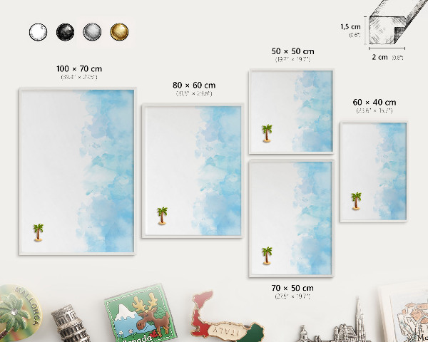 Tablero magnético de pared para imanes con marco blanco Paisaje relajante