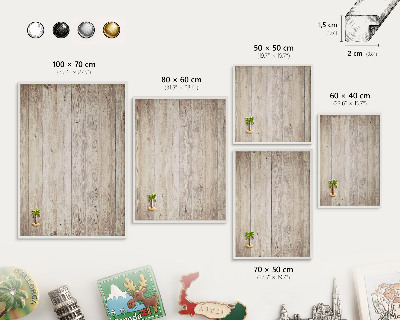 Tablero magnético metálico para souvenirs en color blanco Textura de madera