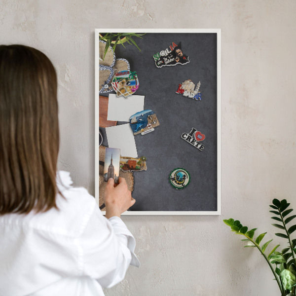 Tablero magnético de pared para imanes con marco blanco Ambiente vacacional