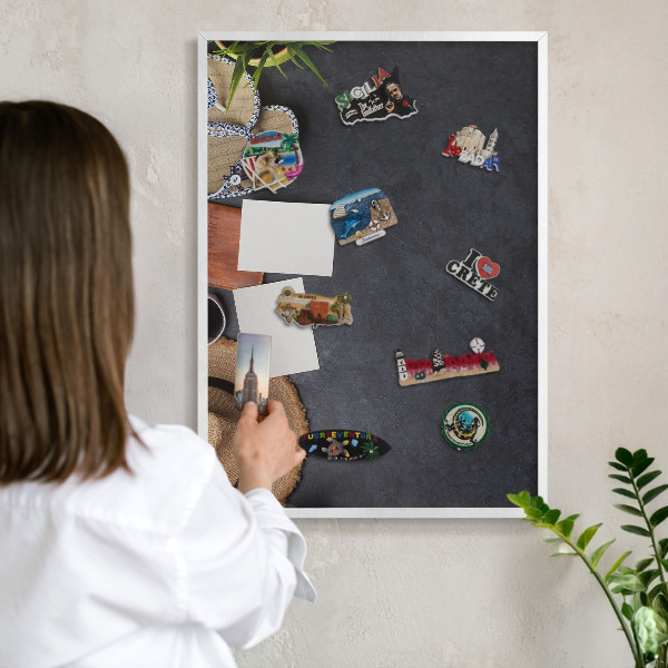 Tablero magnético de pared para imanes con marco blanco Ambiente vacacional