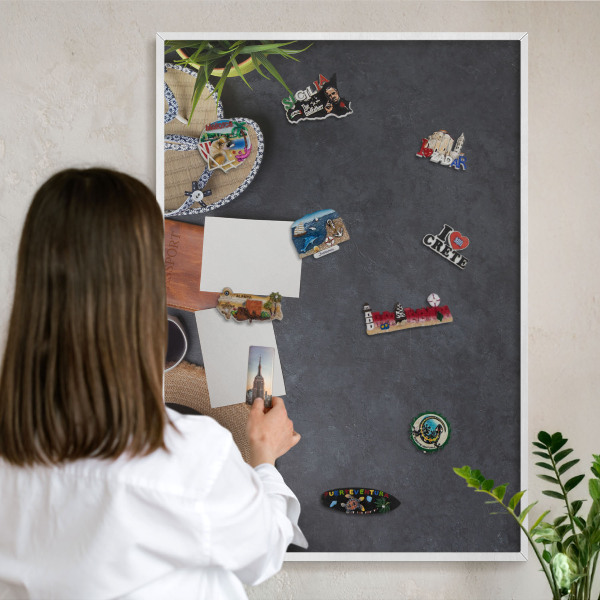 Tablero magnético de pared para imanes con marco blanco Ambiente vacacional
