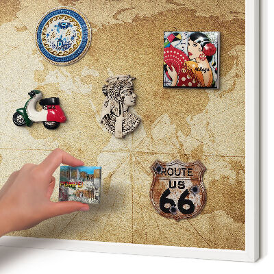 Tablero magnético metálico para souvenirs en color blanco Mapa antiguo