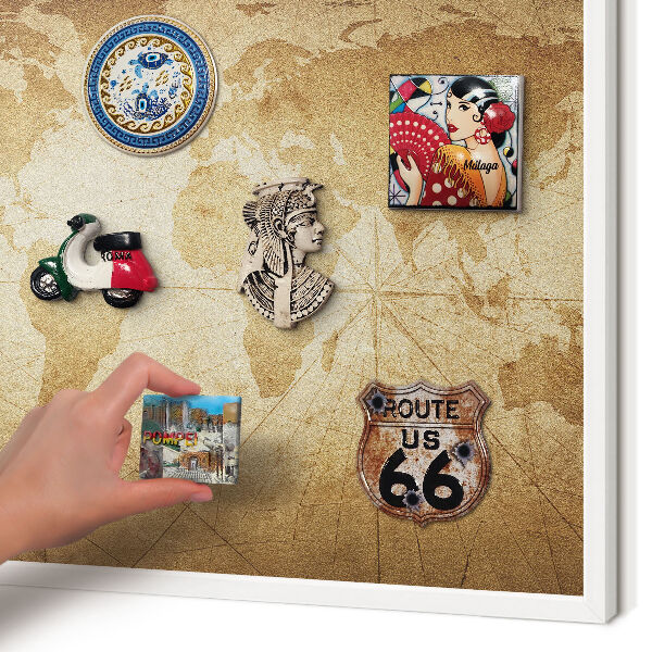 Tablero magnético metálico para souvenirs en color blanco Mapa antiguo
