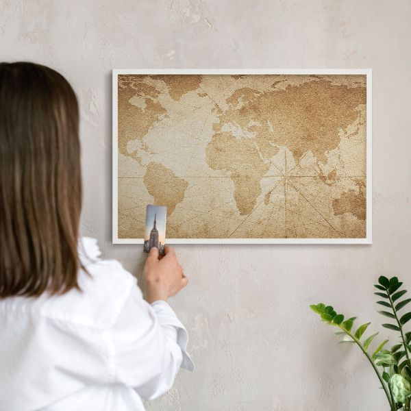 Tablero magnético metálico para souvenirs en color blanco Mapa antiguo