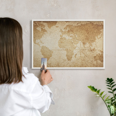 Tablero magnético metálico para souvenirs en color blanco Mapa antiguo