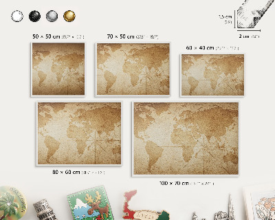 Tablero magnético metálico para souvenirs en color blanco Mapa antiguo